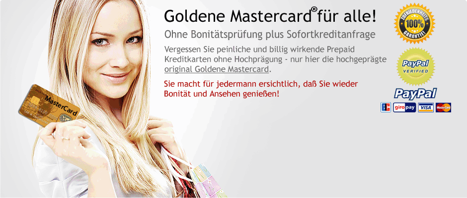 FirstGold - goldene Mastercard ohne Schufa | Kredite ohne Schufa | Gold MasterCards® - Platinum Card Services 